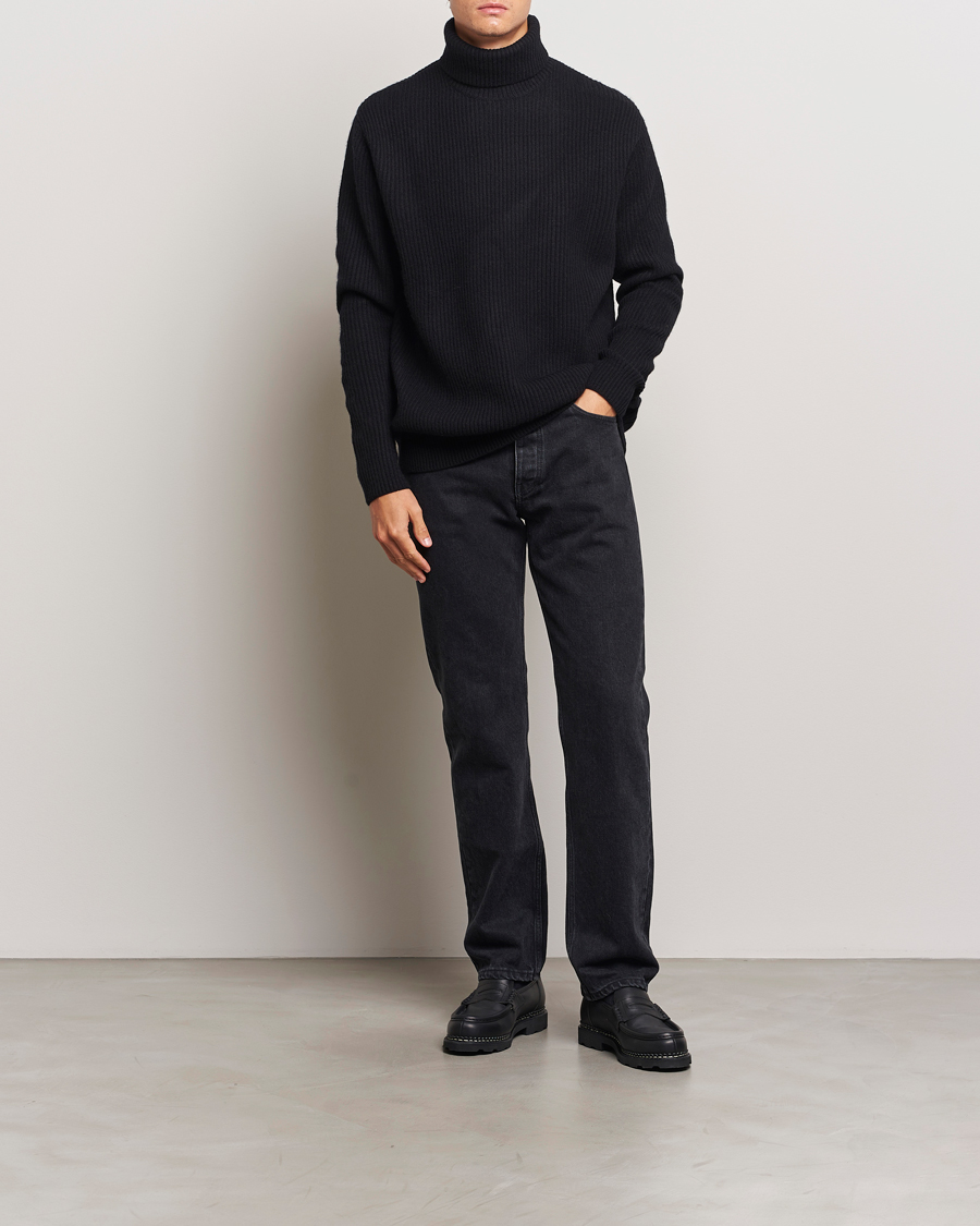 Men | Sweaters & Knitwear | LES DEUX | Eddie Wool Rib Rollneck Black