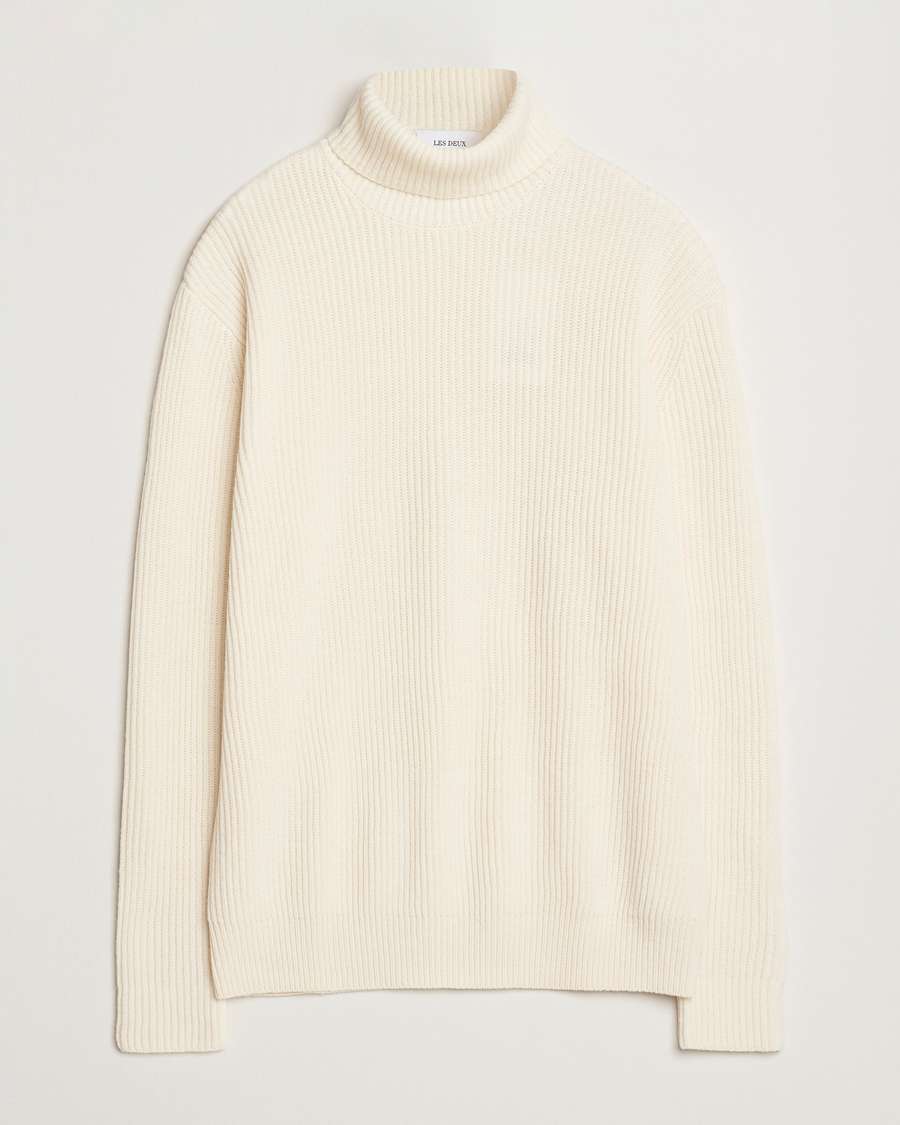Men | Sweaters & Knitwear | LES DEUX | Eddie Wool Rib Rollneck Ivory