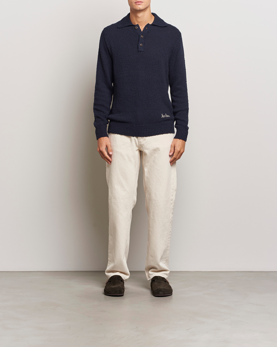 Men | Sweaters & Knitwear | LES DEUX | Errol Cotton Rugby Knit Dark Navy
