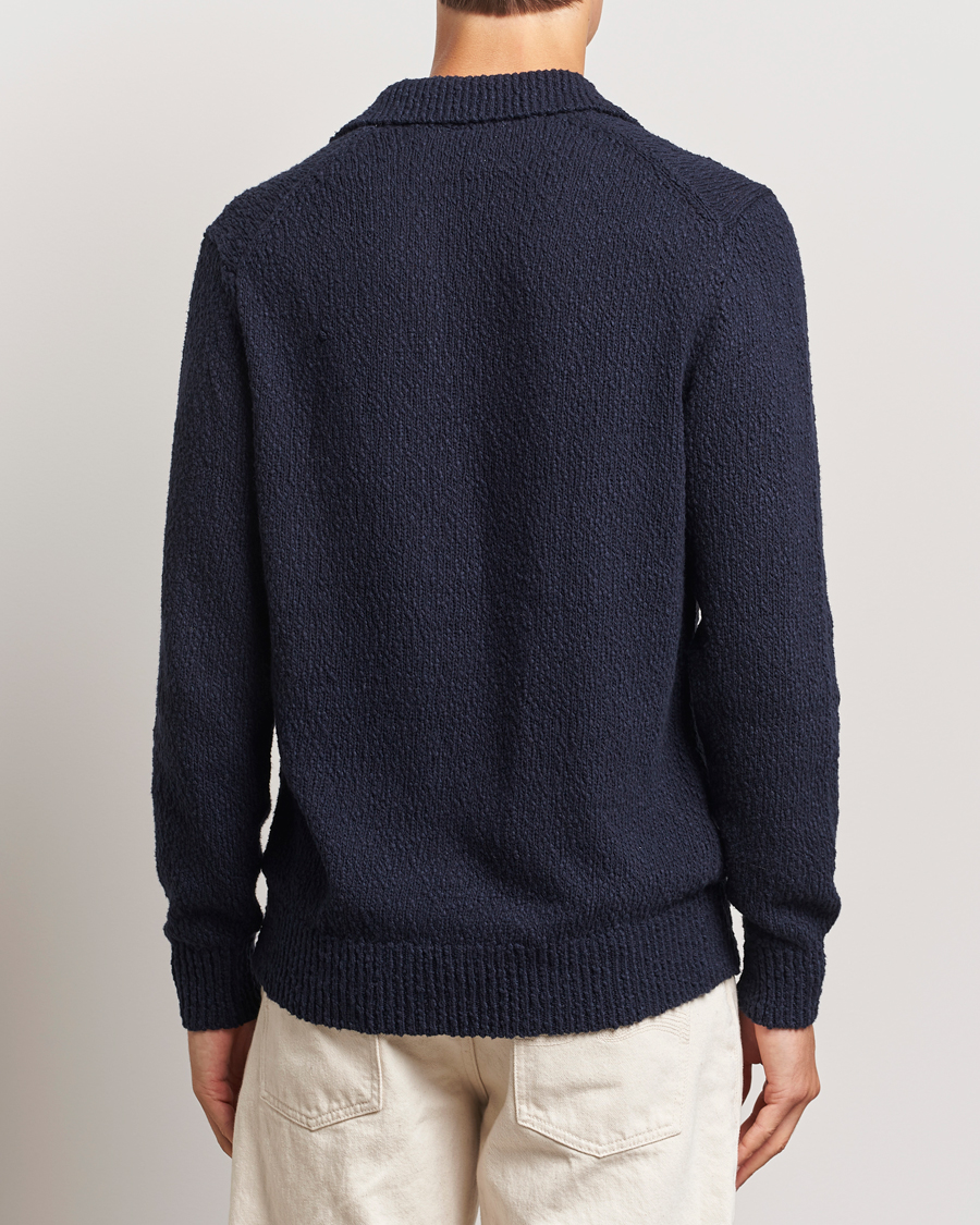 Men | Sweaters & Knitwear | LES DEUX | Errol Cotton Rugby Knit Dark Navy