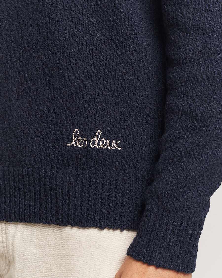 Men | Sweaters & Knitwear | LES DEUX | Errol Cotton Rugby Knit Dark Navy