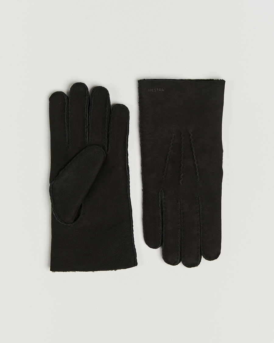 Men | Gloves | Hestra | Bernard Lambskin Suede Glove Black
