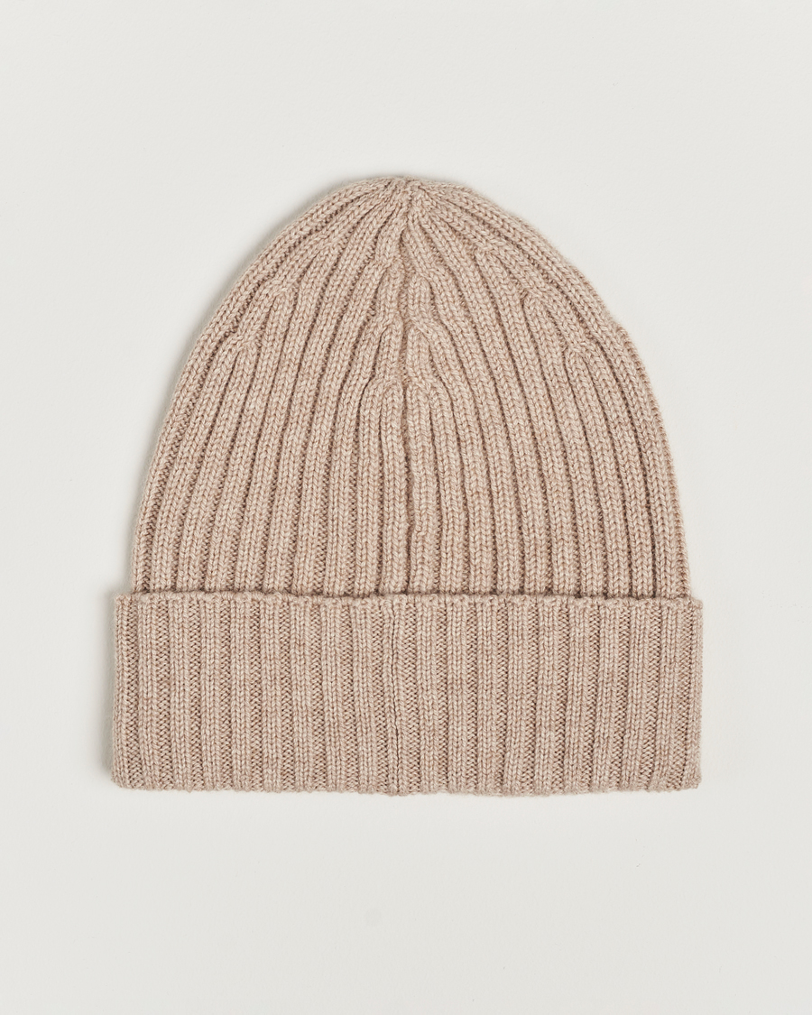 Men | Piacenza Cashmere Ribbed Cashmere Beanie Light Beige | Piacenza Cashmere | Ribbed Cashmere Beanie Light Beige