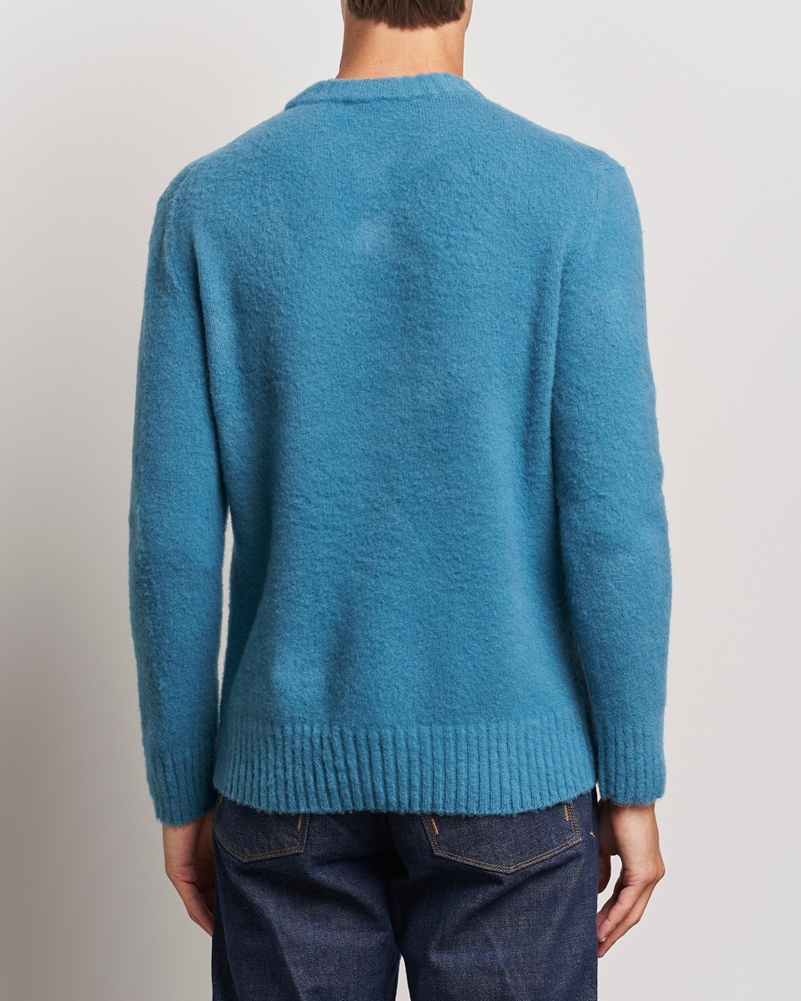 Men | Sweaters & Knitwear | Piacenza Cashmere | Brushed Wool Crew Neck Sky Blue