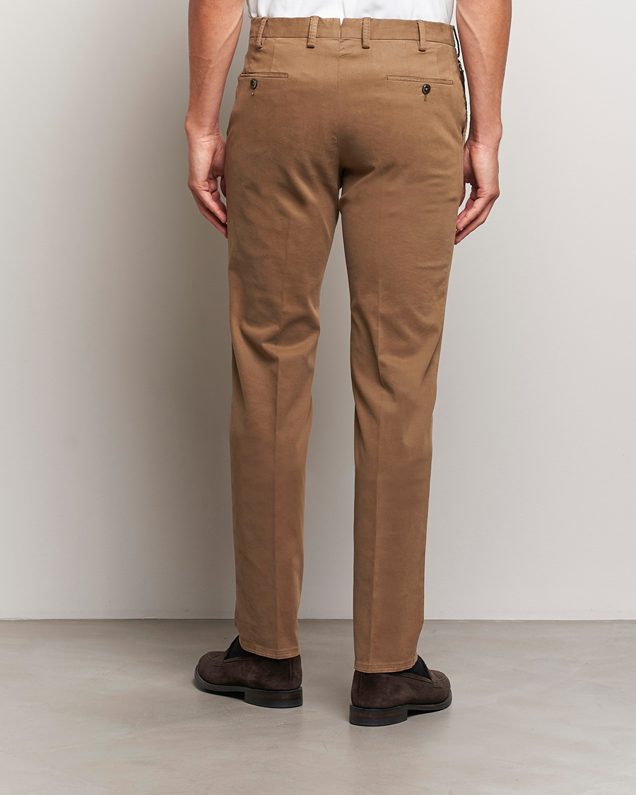 Men | Trousers | PT01 | Slim Fit Pleated Cotton Trousers Brown