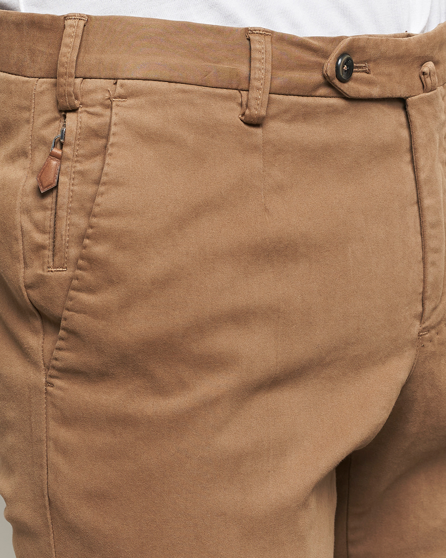Men | Trousers | PT01 | Slim Fit Pleated Cotton Trousers Brown