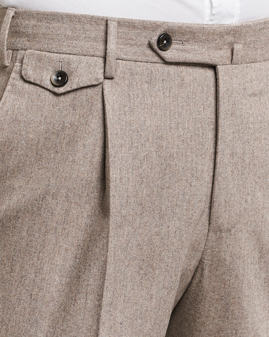 Men | Trousers | PT01 | Slim Fit Pleated Wool/Cashmere Trousers Beige