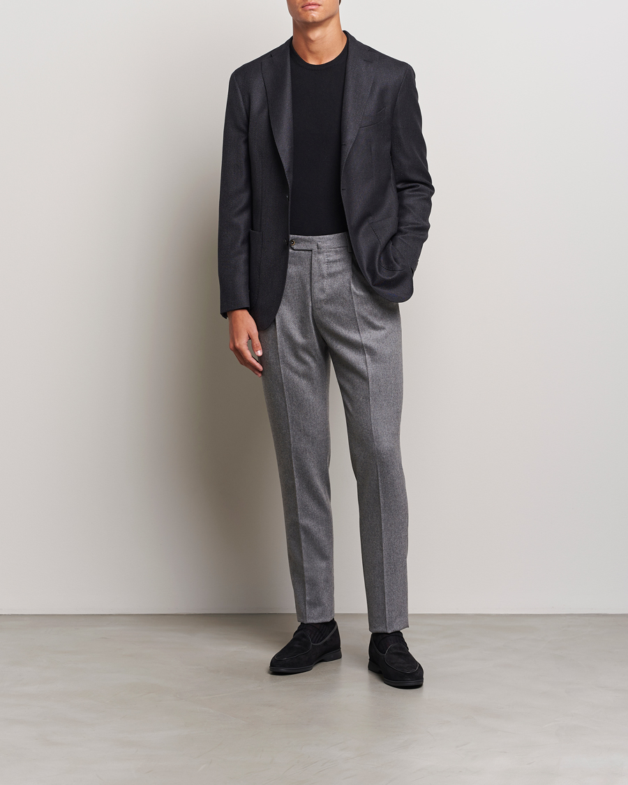Men | Trousers | PT01 | Slim Fit Pleated Wool/Cashmere Trousers Grey Melange