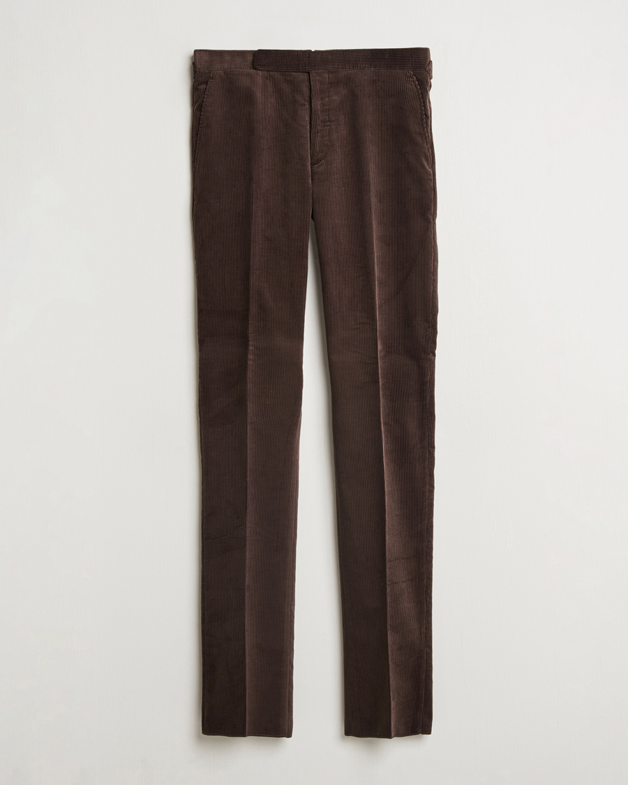 Men | Trousers | Ralph Lauren Purple Label | Wale Corduroy Trousers Brown