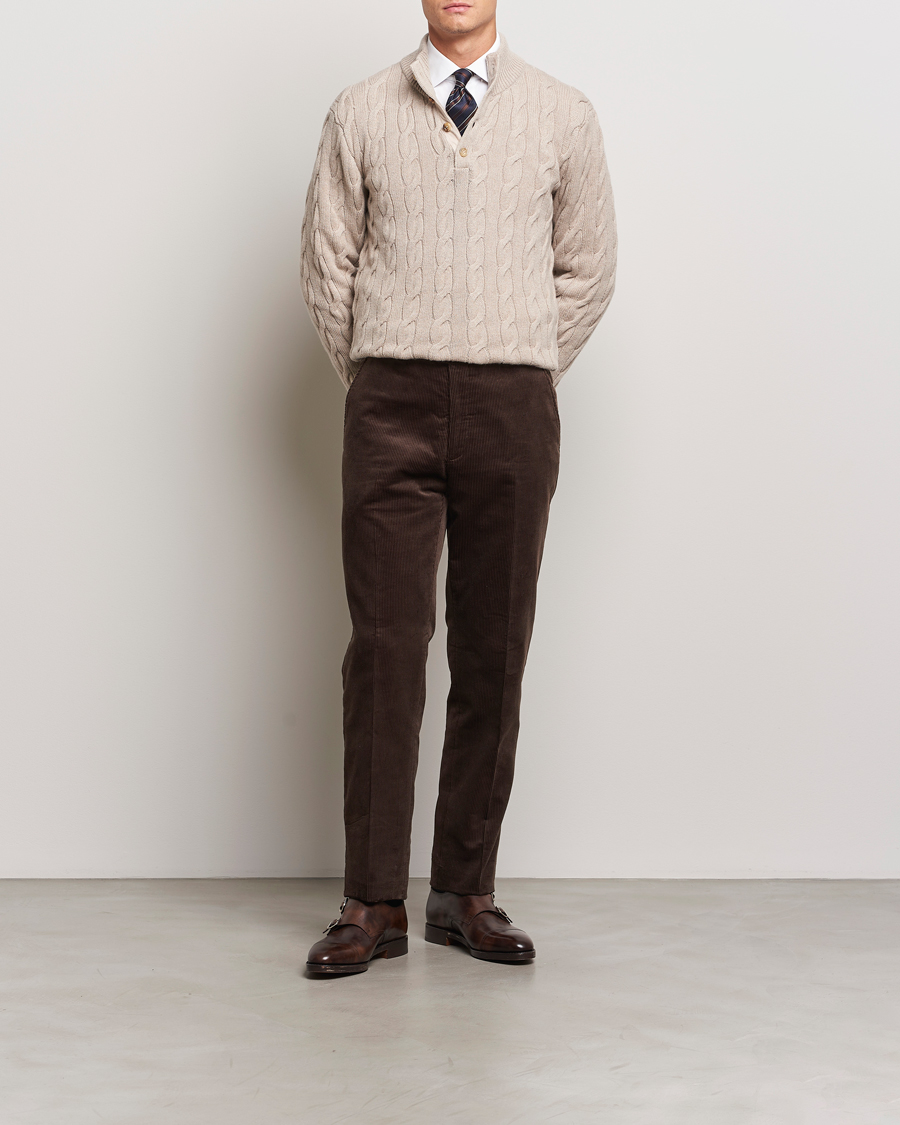 Men | Trousers | Ralph Lauren Purple Label | Wale Corduroy Trousers Brown