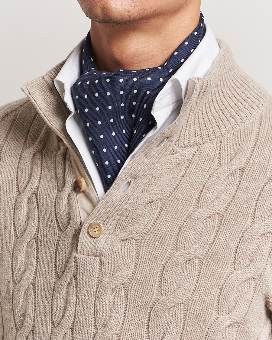 Men | Ralph Lauren Purple Label Printed Cashmere Scarf Navy Dot | Ralph Lauren Purple Label | Printed Cashmere Scarf Navy Dot