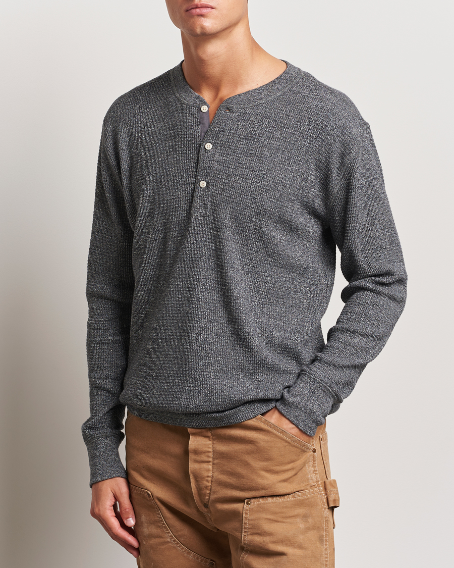 Men | Sweaters & Knitwear | RRL | Long Sleeve Henley Charcoal Heather