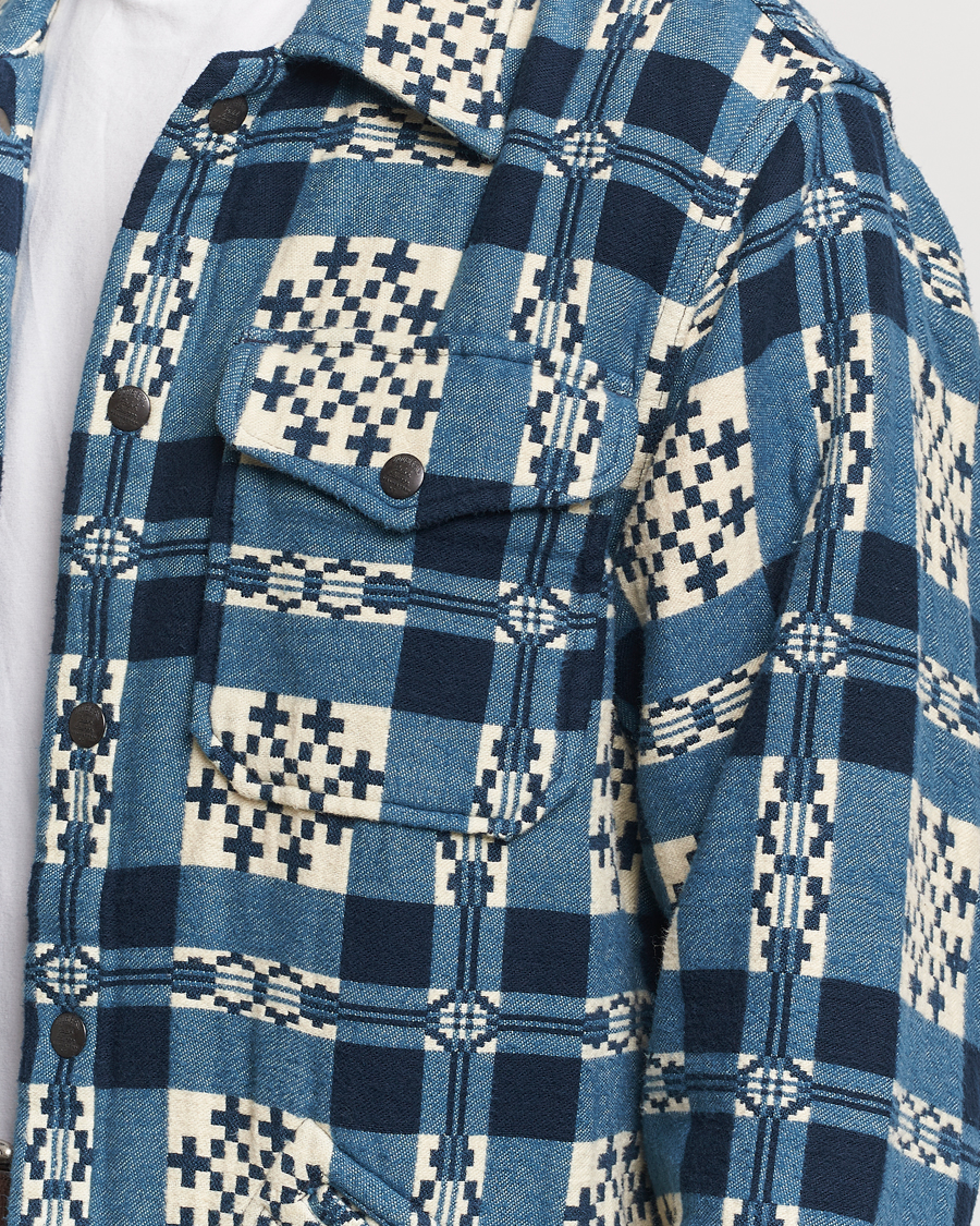 RRL Brown Bear Plaid Shirt Cream/Navy at CareOfCarl.com