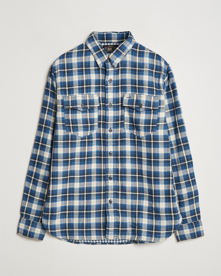 Men | Shirts | RRL | Herc Flannel Shirt Blue Check