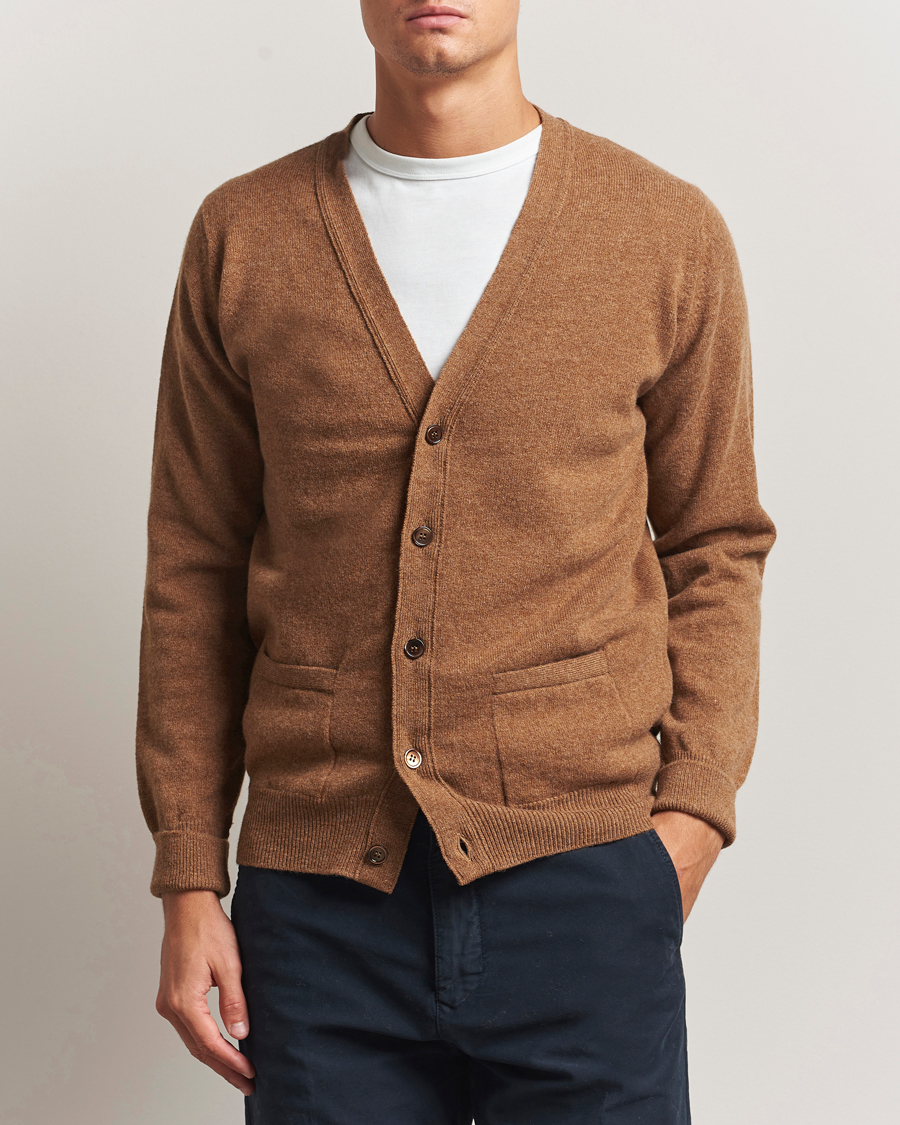 Men | Sweaters & Knitwear | William Lockie | Rob Lambswool Cardigan Driftwood