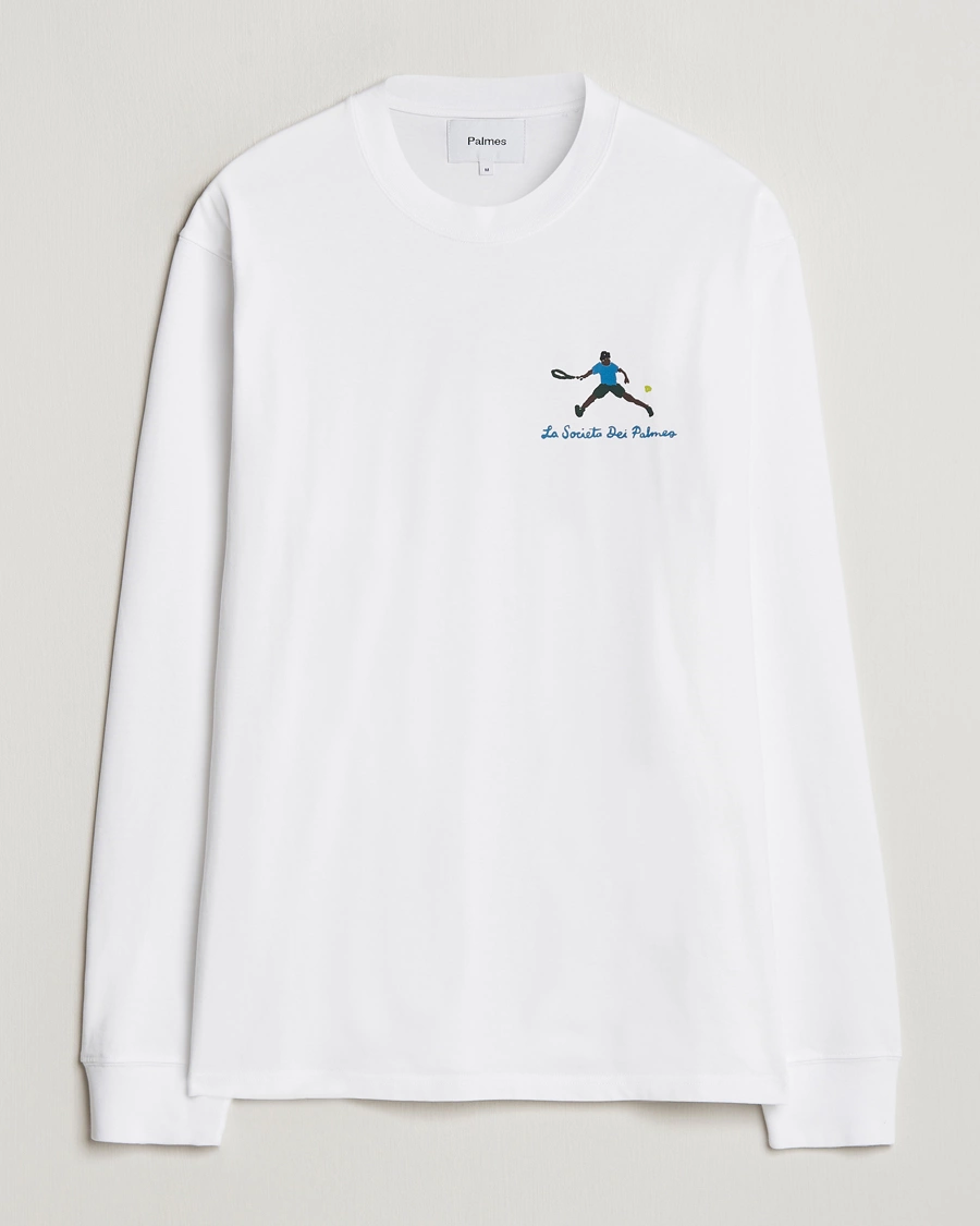 Men | T-Shirts | Palmes | Societa Long Sleeve T-Shirt White