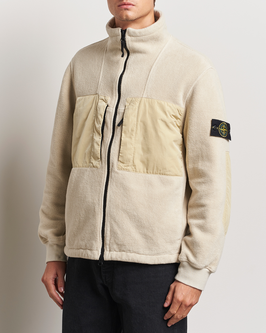 STONE  Cotton fleece コットンフリース Stone Island Nylon Cotton Fleece Jacket Plaster at CareOfCarl.com