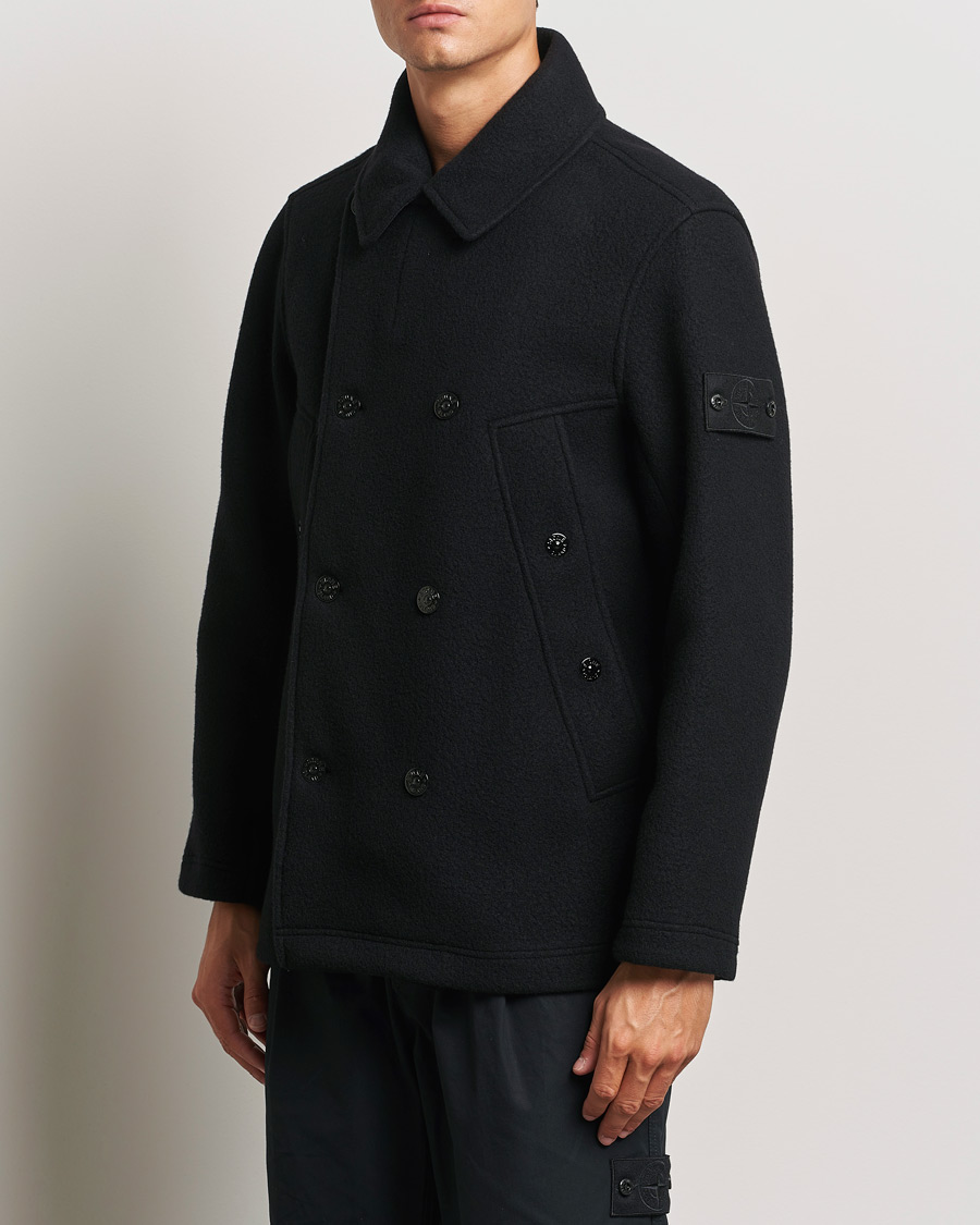 Men | Coats & Jackets | Stone Island | Ghost Wool/Cashmere Peacoat Black