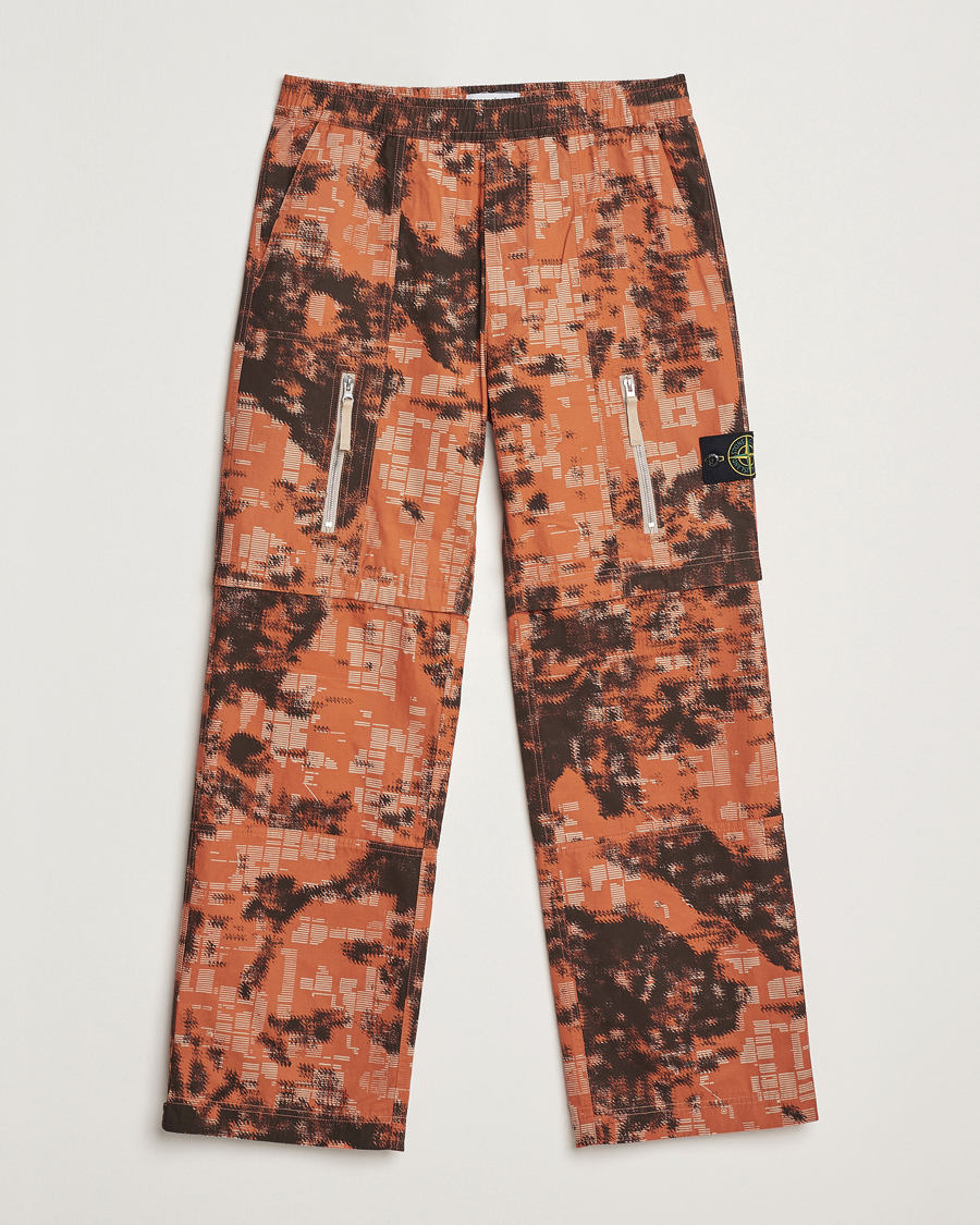 Men | Trousers | Stone Island | Brused Cotton Canvas Camo Cargo Pants Orange