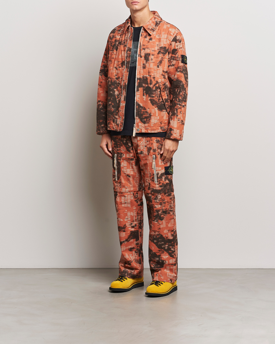 Men | Trousers | Stone Island | Brused Cotton Canvas Camo Cargo Pants Orange