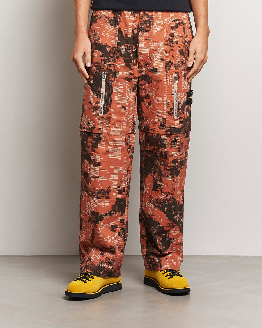 Men | Trousers | Stone Island | Brused Cotton Canvas Camo Cargo Pants Orange
