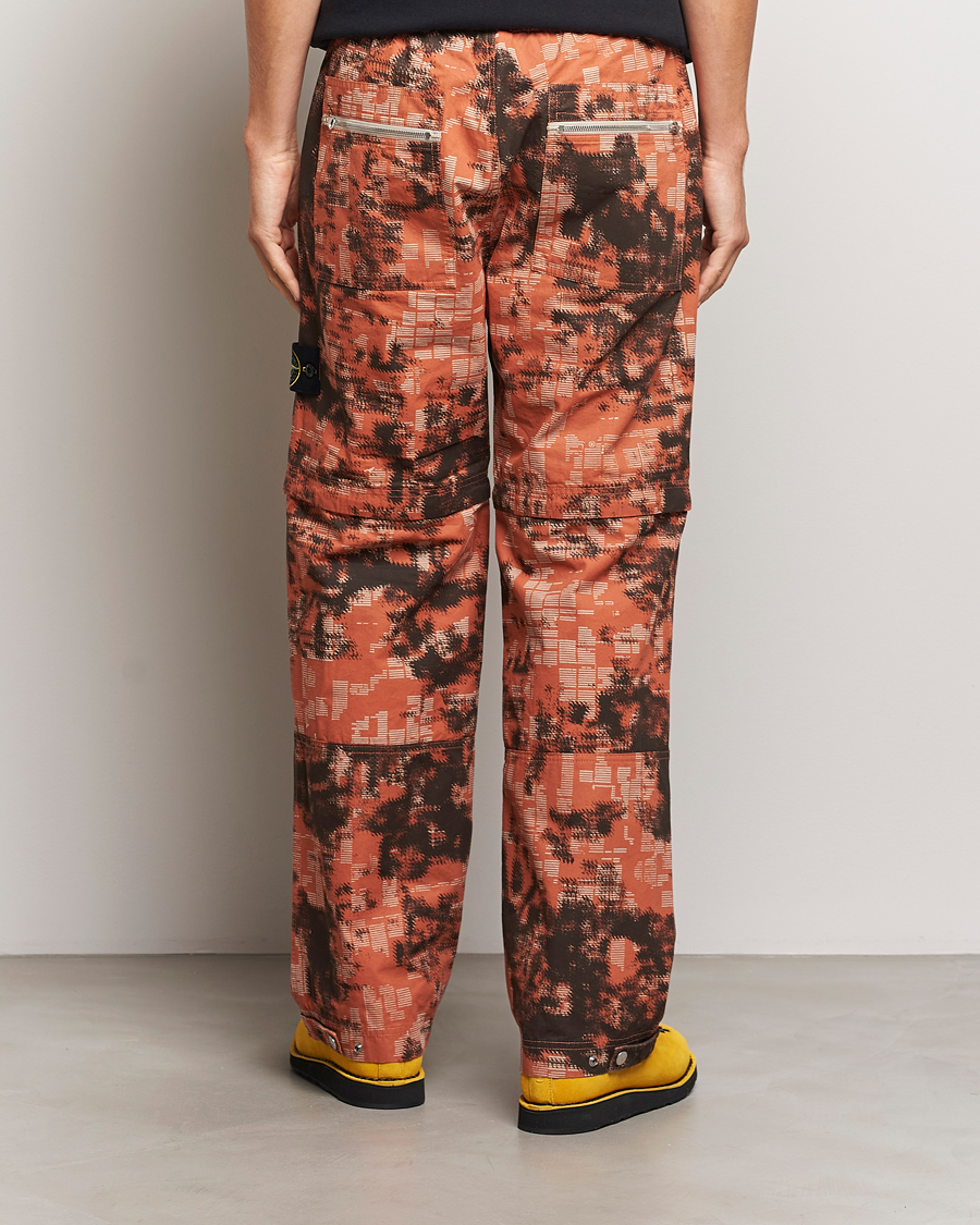Men | Trousers | Stone Island | Brused Cotton Canvas Camo Cargo Pants Orange