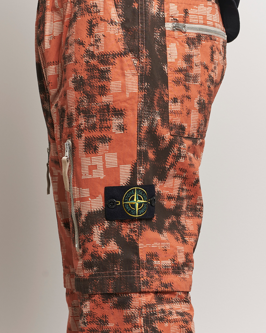 Men | Trousers | Stone Island | Brused Cotton Canvas Camo Cargo Pants Orange