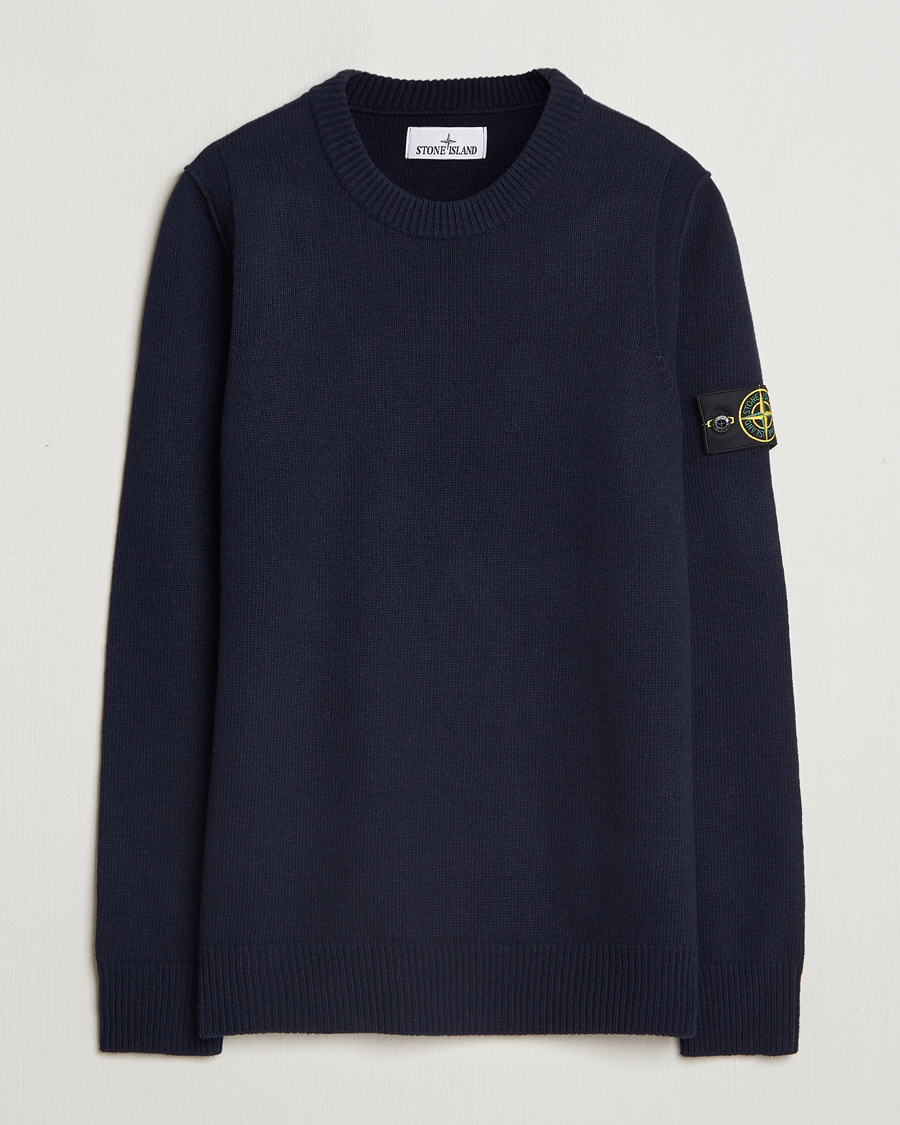 Men | Sweaters & Knitwear | Stone Island | Knitted Lambwool Sweater Navy Blue