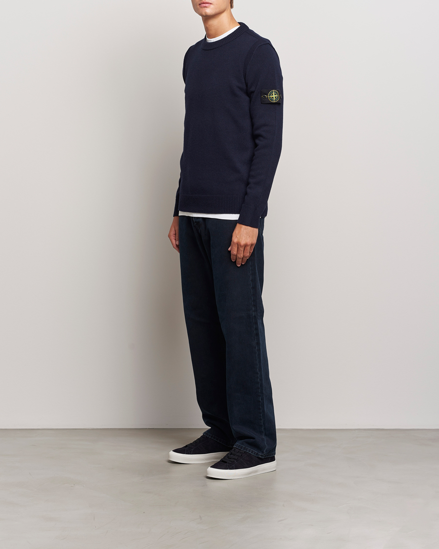 Men | Sweaters & Knitwear | Stone Island | Knitted Lambwool Sweater Navy Blue