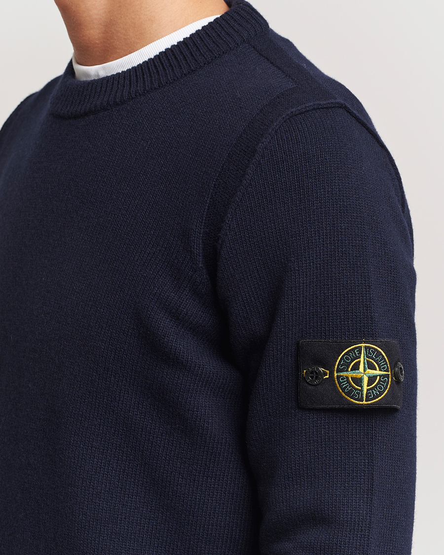 Men | Sweaters & Knitwear | Stone Island | Knitted Lambwool Sweater Navy Blue