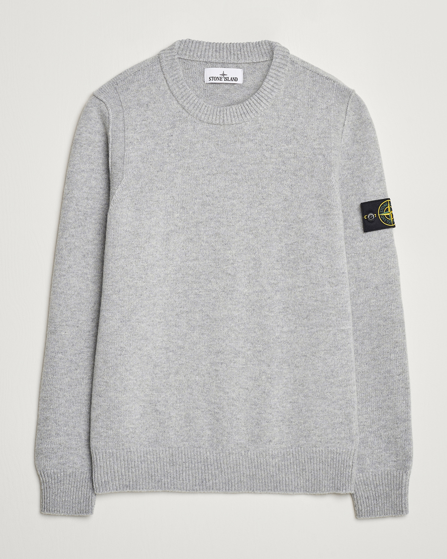 Men | Sweaters & Knitwear | Stone Island | Knitted Lambwool Sweater Melange Grey