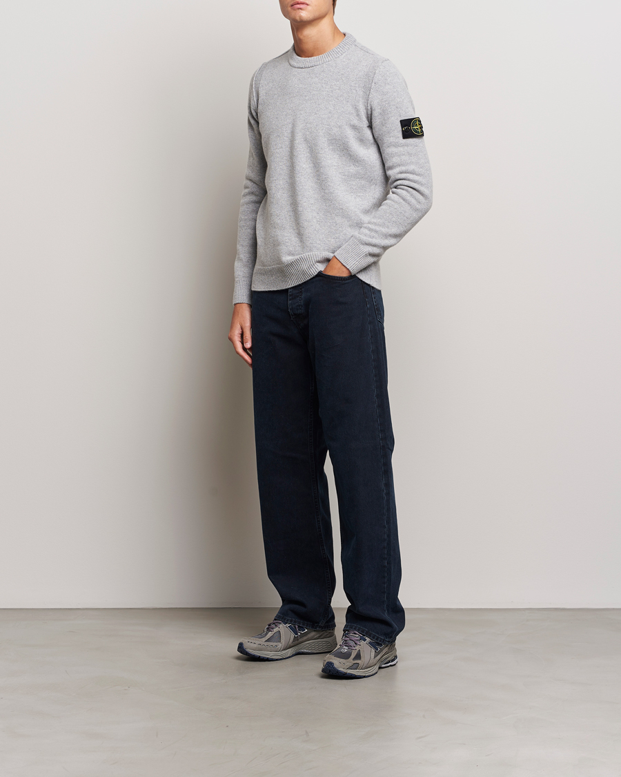 Men | Sweaters & Knitwear | Stone Island | Knitted Lambwool Sweater Melange Grey