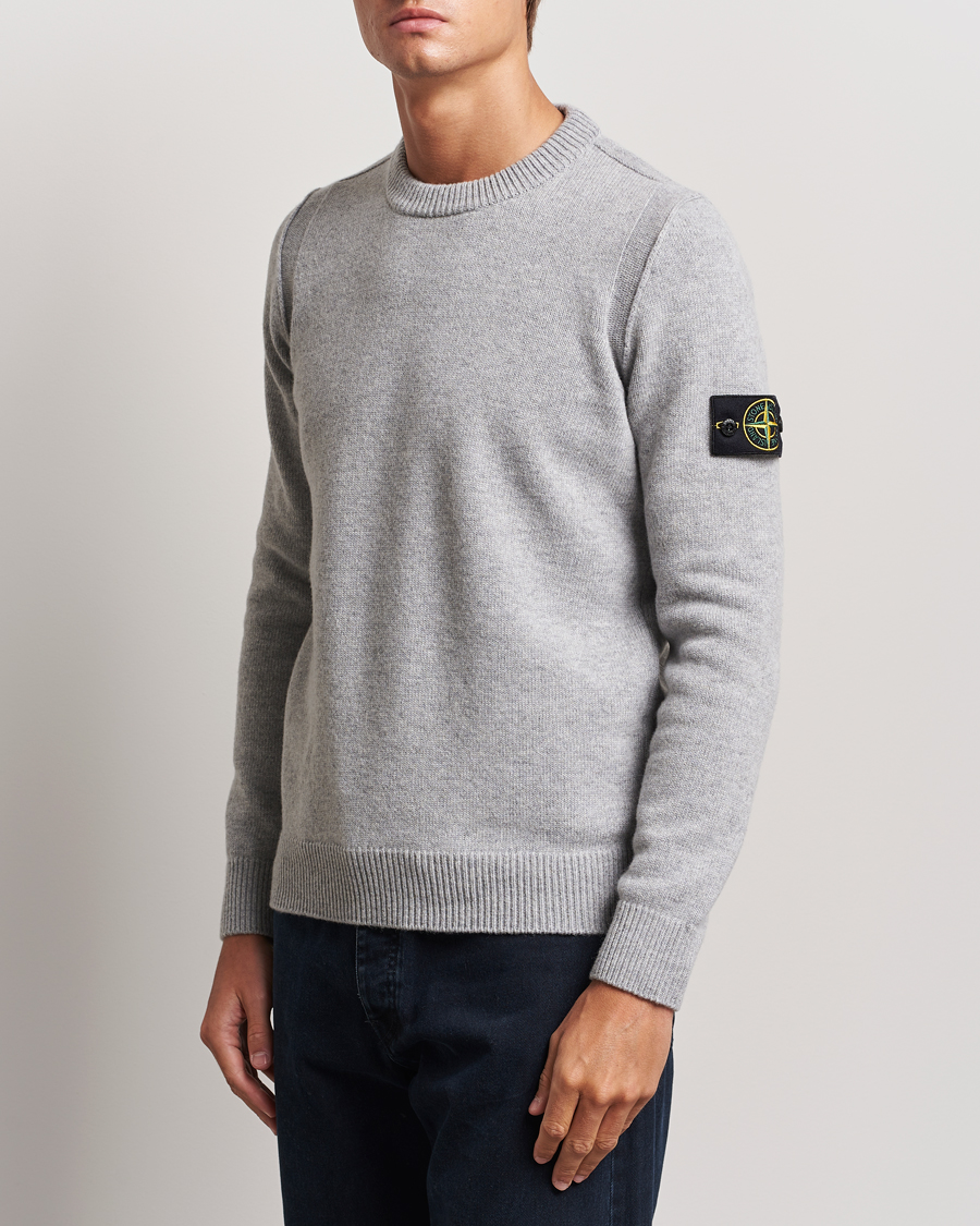 Men | Sweaters & Knitwear | Stone Island | Knitted Lambwool Sweater Melange Grey