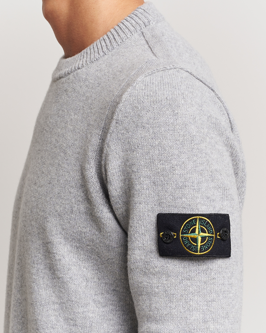 Men | Sweaters & Knitwear | Stone Island | Knitted Lambwool Sweater Melange Grey