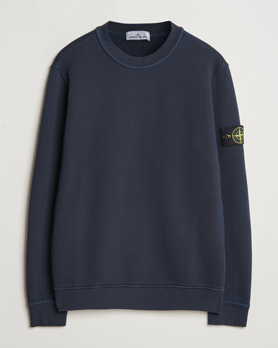 Men | Sweaters & Knitwear | Stone Island | Old Dyed Cotton Sweatshirt Navy Blue