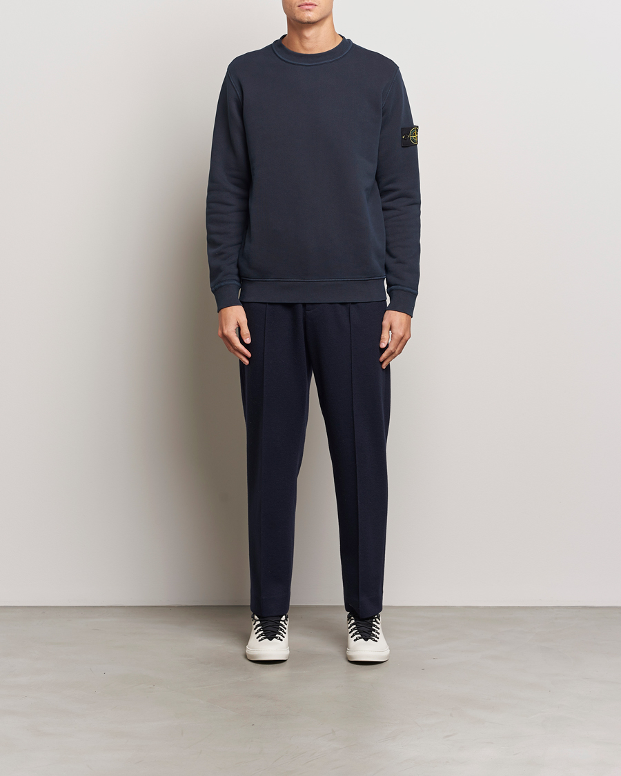 Men | Sweaters & Knitwear | Stone Island | Old Dyed Cotton Sweatshirt Navy Blue