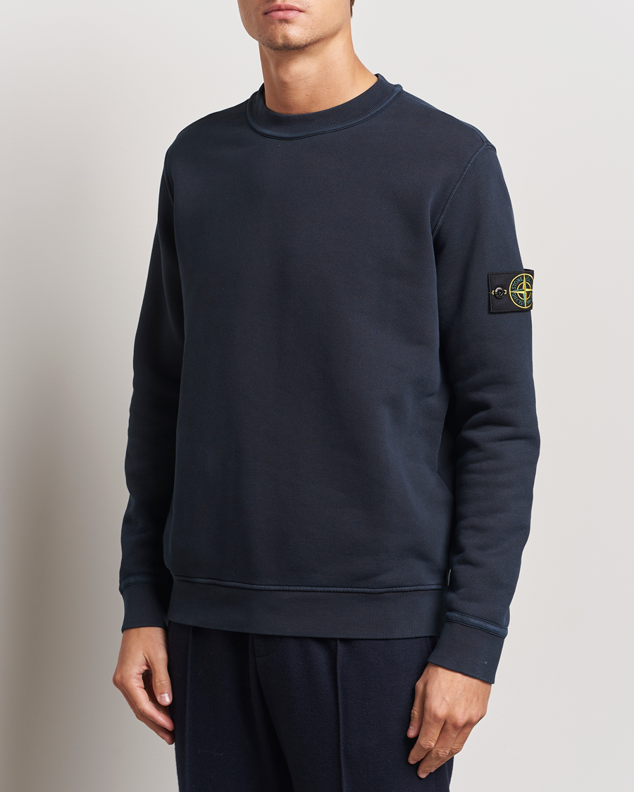Men | Sweaters & Knitwear | Stone Island | Old Dyed Cotton Sweatshirt Navy Blue