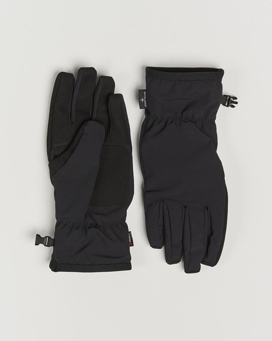 Men | Stone Island Soft Shell-R_e Recycled Gloves Black | Stone Island | Soft Shell-R_e Recycled Gloves Black