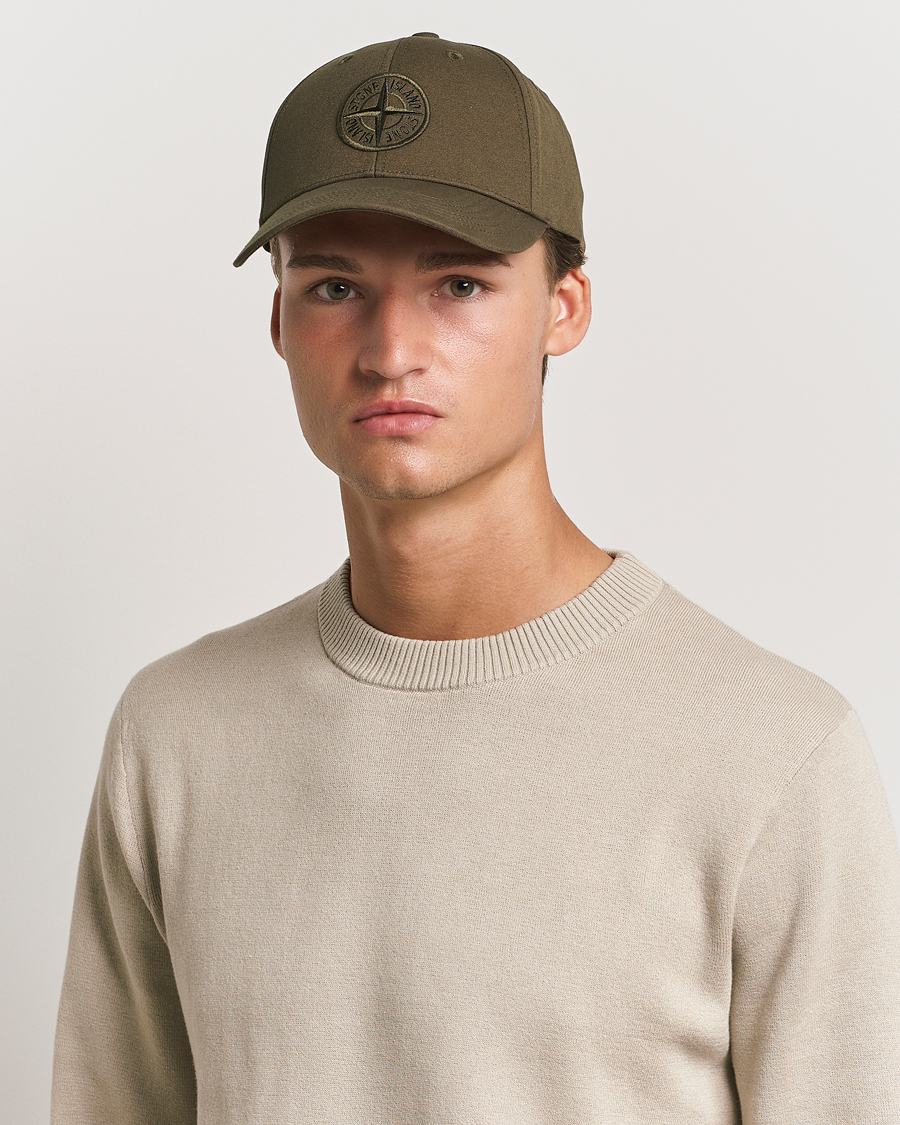 Men | Stone Island Cotton Rep Logo Cap Military Green | Stone Island | Cotton Rep Logo Cap Military Green