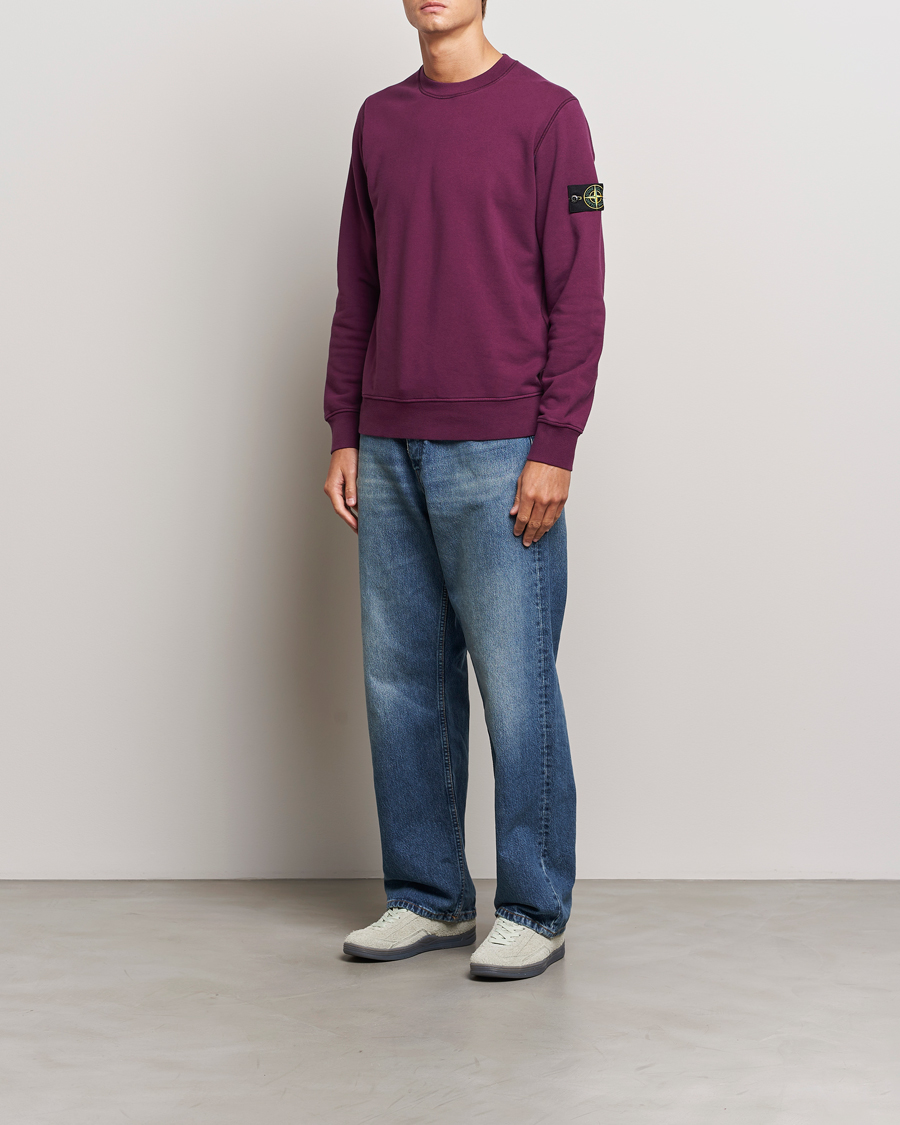 Men | Sweaters & Knitwear | Stone Island | Garment Dyed Fleece Sweatshirt Burgundy
