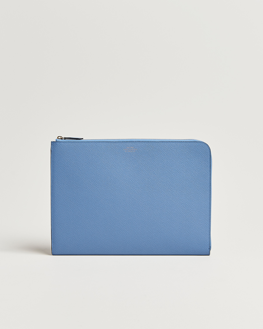 Men | Smythson Panama Small Laptop Case Nile Blue | Smythson | Panama Small Laptop Case Nile Blue