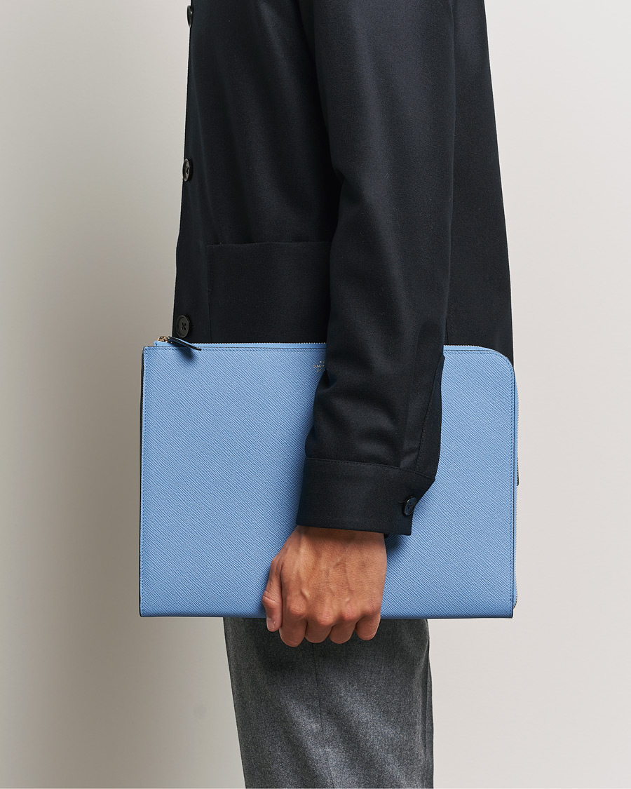 Men | Smythson Panama Small Laptop Case Nile Blue | Smythson | Panama Small Laptop Case Nile Blue