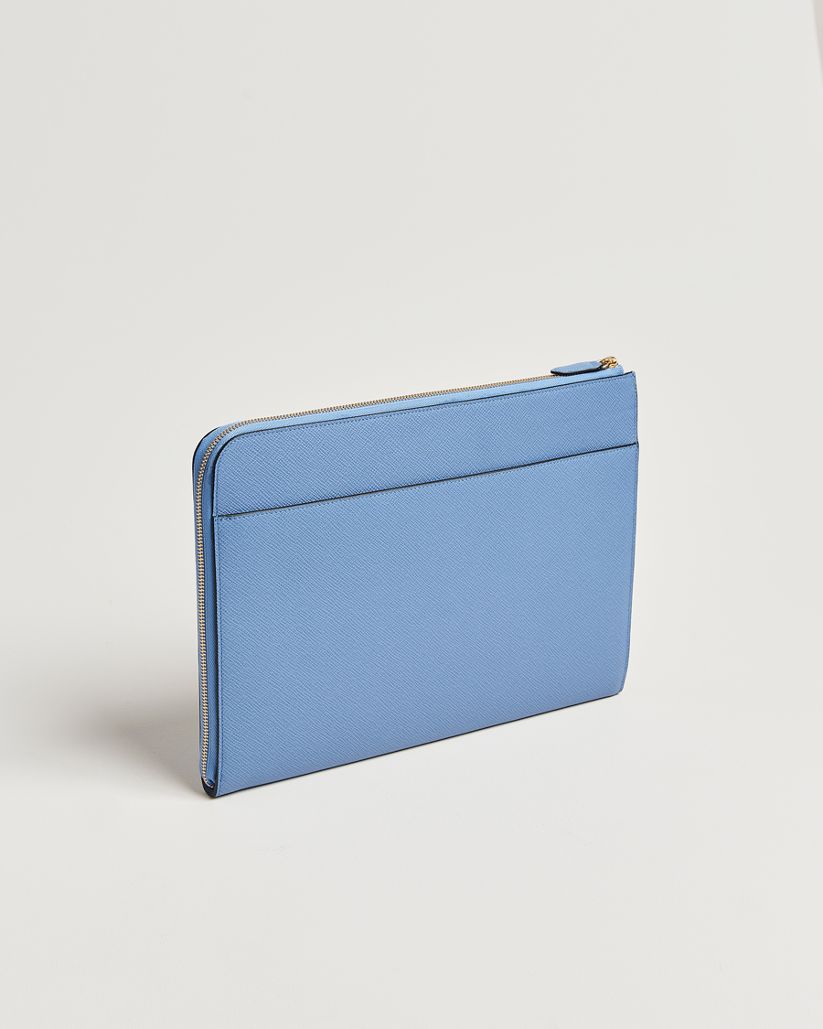Men | Smythson Panama Small Laptop Case Nile Blue | Smythson | Panama Small Laptop Case Nile Blue