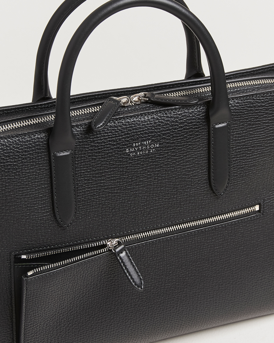 Smythson Ludlow Ultra Slim Brefcase With Zip Front Black at