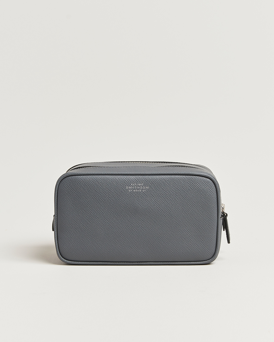 Men | Smythson Panama Double Zip Washbag Storm Grey | Smythson | Panama Double Zip Washbag Storm Grey