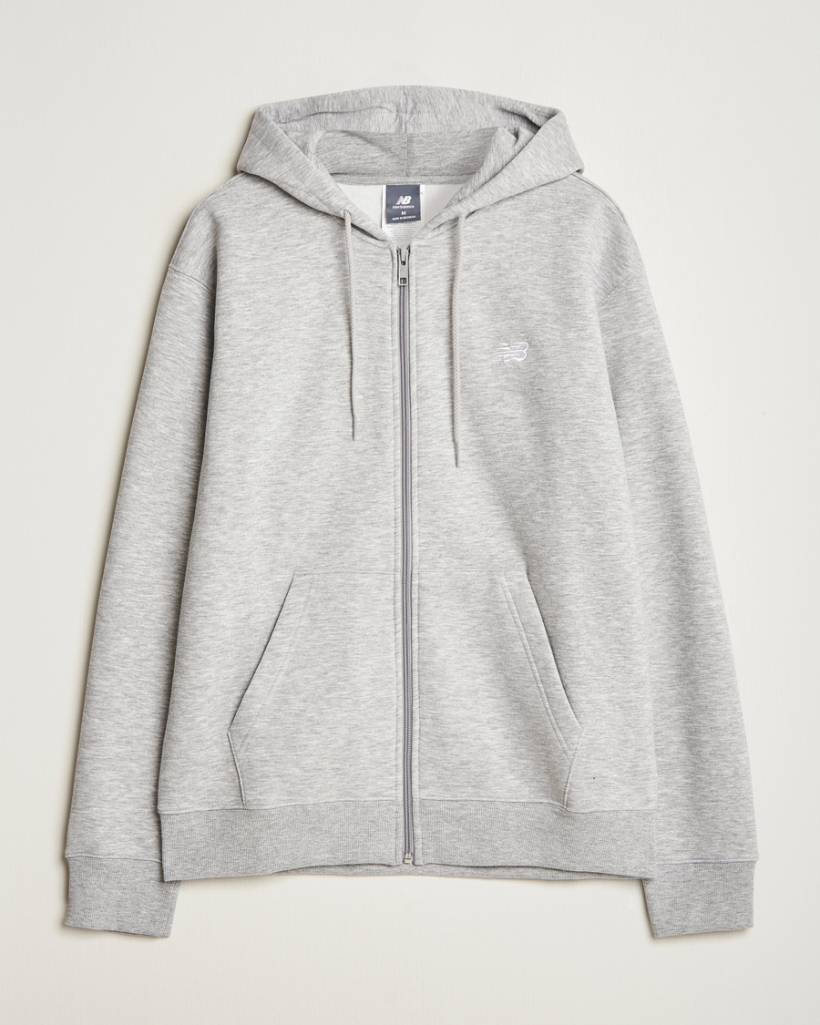 Men | Sweaters & Knitwear | New Balance | Essentials Full Zip Fleece Hoodie Athletic Grey