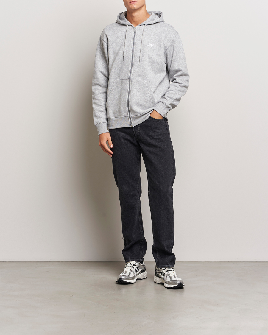 Men | Sweaters & Knitwear | New Balance | Essentials Full Zip Fleece Hoodie Athletic Grey
