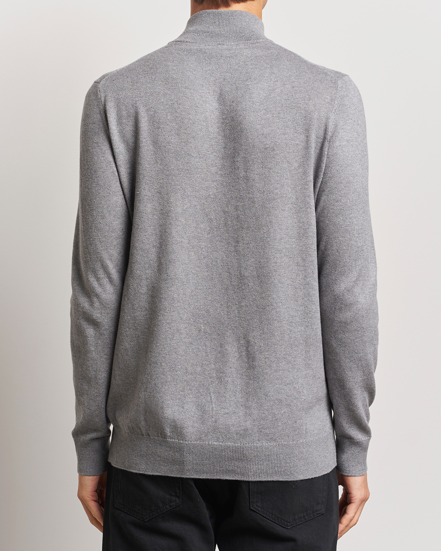 Men | Sweaters & Knitwear | Lyle & Scott | Cotton/Merino Half Zip Mid Grey Marl