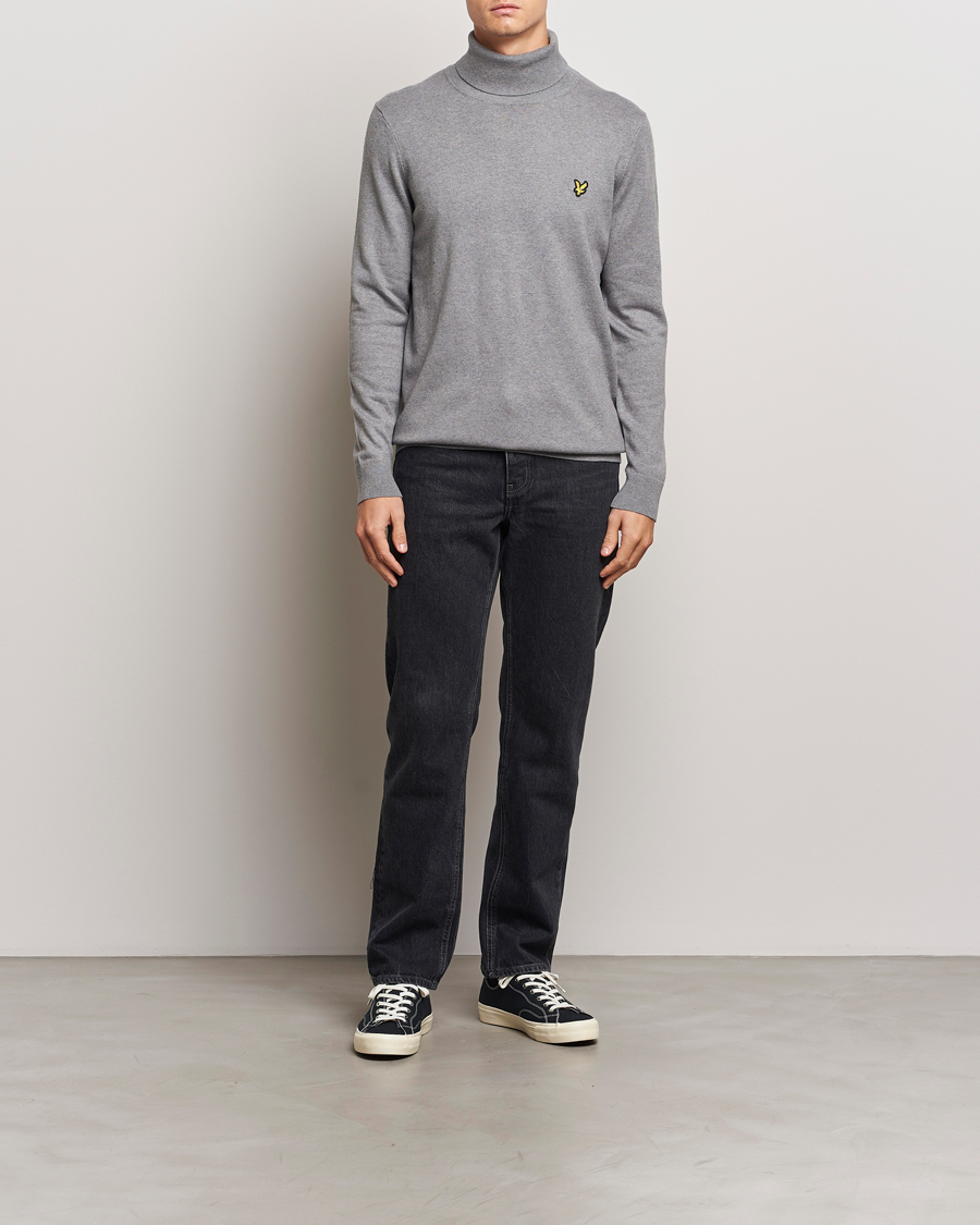 Lyle & Scott Cotton/Merino Turtleneck Mid Grey Marl at CareOfCarl.com