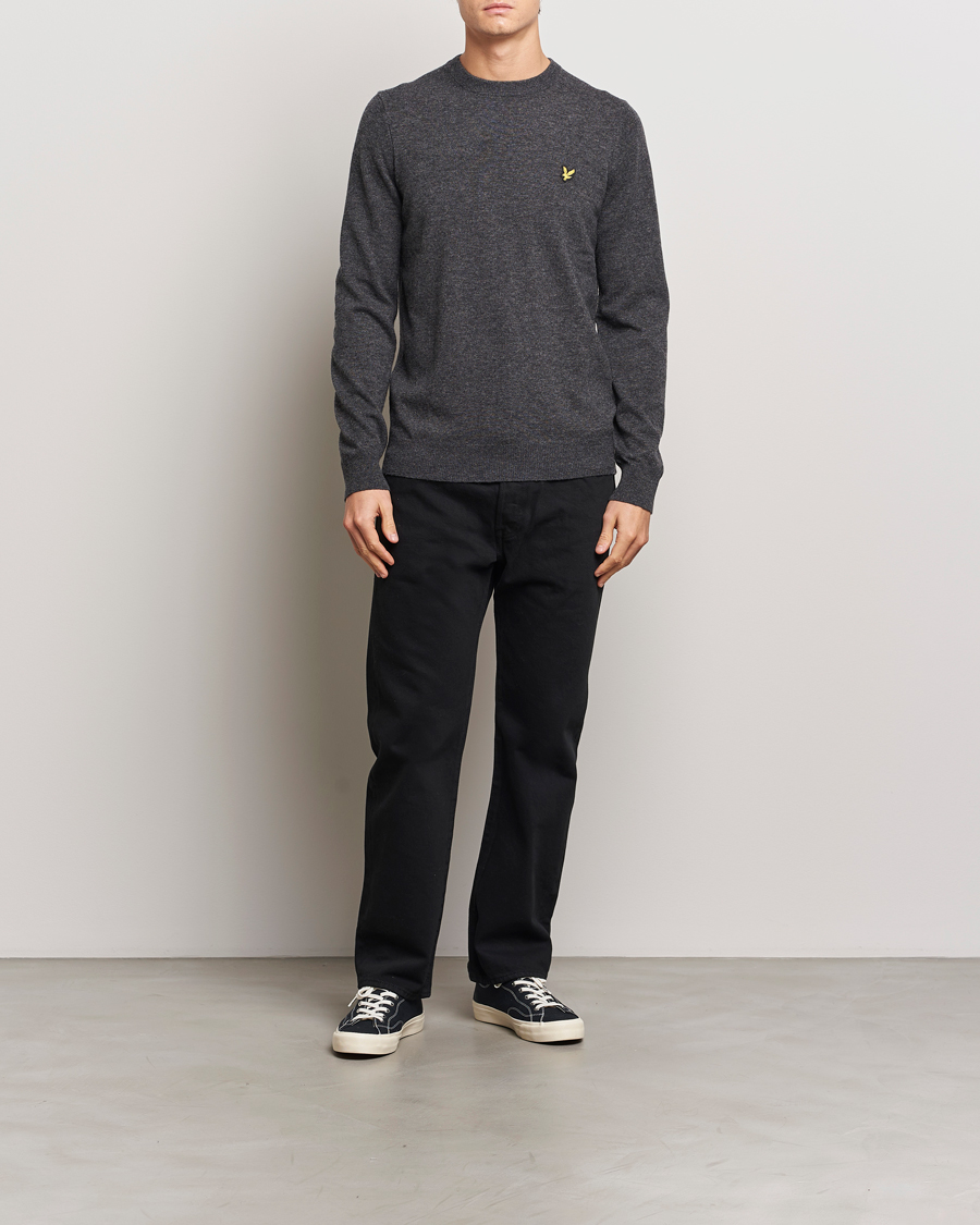 Men | Sweaters & Knitwear | Lyle & Scott | Lambswool Crew Neck Pullover Charcoal Marl